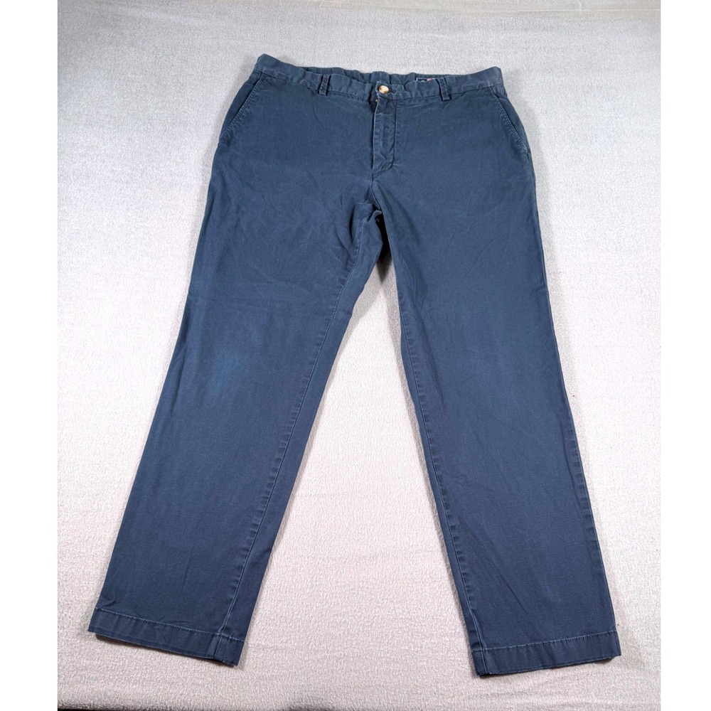 Vineyard Vines Men Chino Pants 38x30 Blue Stretch Flat Front Casual Preppy‎ Golf